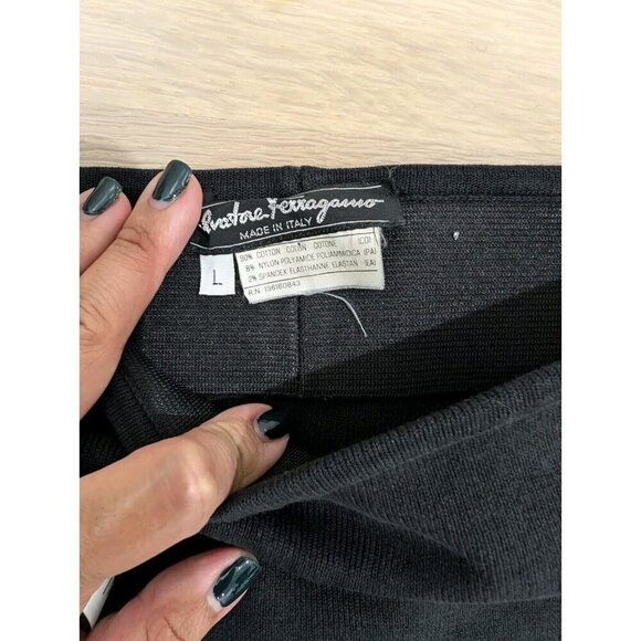 SALVATORE FERRAGAMO Vintage Black Cotton Pencil Skirt Women’s Size L - Picture 2 of 7